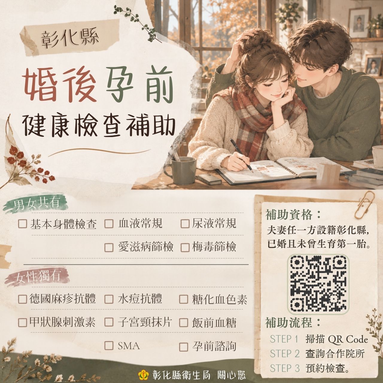 彰化縣【婚後孕前健檢補助】 ️宣傳圖片